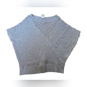 Matty M Silver Sequined Dolman Sweater EUC Size L
